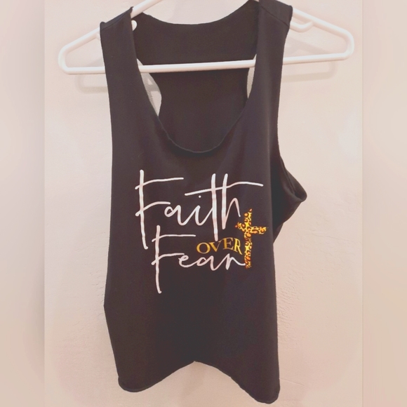 Faith over fear black tank top - Picture 1 of 8